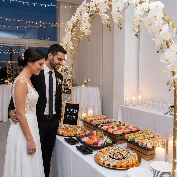 קייטרינג סושי לחתונות יוקרתי עם הגשה מרהיבה